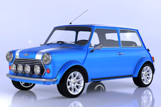 use blender for 3d mid poly car for game, realistic texture, concept vintage car