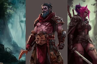 draw concept art of knights, medieval, dark fantasy warriors character