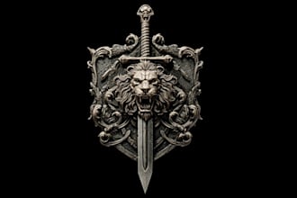 draw unique medieval fantasy game, rpg, mmo game logo