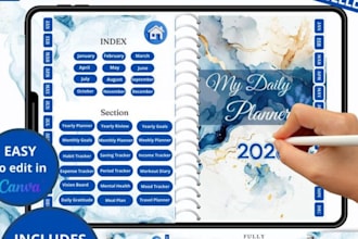 design etsy planner, hyperlinked planner fitness trackers etsy product listing