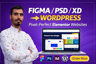 convert figma, xd, PSD to pixel perfect wordpress with elementor pro
