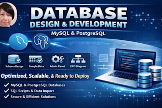 design and develop mysql or postgresql database