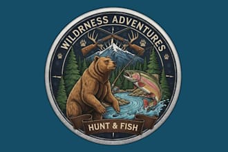 make a outdoor hunting and fishing logo design for your brand