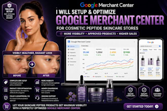 setup cosmetic peptide google merchant center for skincare stores, peptide gmc