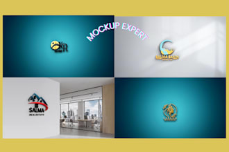 design a professional 3d business logo with realistic mockup