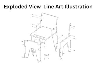 draw clear instruction manual exploded view line art illustrations