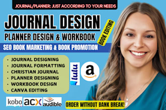 design journal, planner, christian ebook formatting journal workbook design KDP
