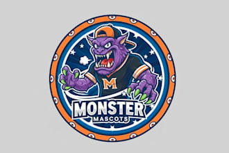 do unique monster mascot logo with unlimited revision design