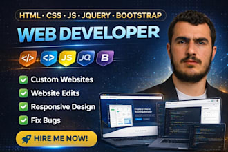 design , redesign and develop modern custom website with HTML,CSS,js