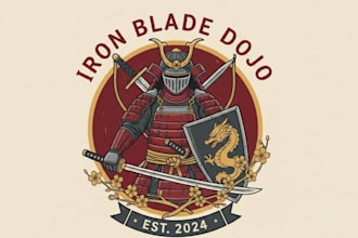 make wonderful samurai knight mascot logo design with company