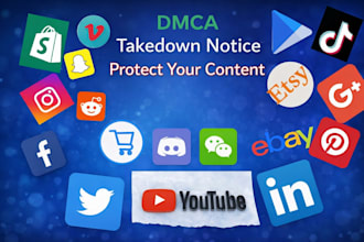 send dmca takedown notices to google, tiktok, facebook, shopify