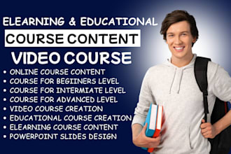 create educational online course content, elearning course content, video course