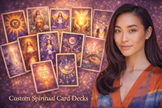 design a unique oracle or tarot card deck with spiritual branding