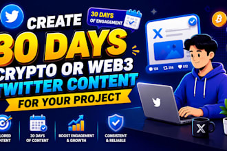 create 30 days crypto or web3 twitter content for your project