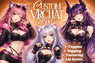 design custom vrchat avatar or vrc model with full rig and physbones