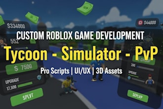 develop custom roblox games with scripts, ui ux, 3d models and game assets