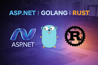 backend with asp, golang, rust, and frontend with reactjs, vuejs