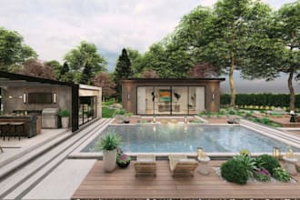 do 3d backyard studio design, 3d modeling, 3d architecture design, 3d rendering