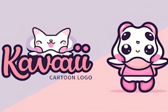 do cute cartoon kawaii logo design for vtuber