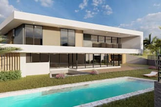 design 3d luxury mansion, 3d villa, house garage, terrace facade exterior render