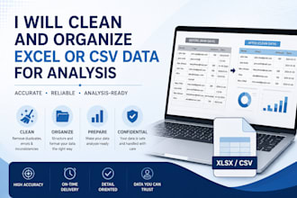 clean and organize excel or CSV data for analysis