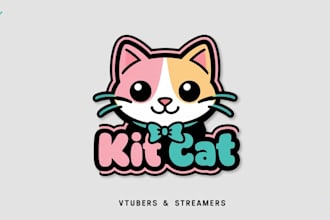 do cute cat kawaii logo for vtuber and streamer