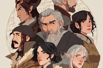 make fantasy or dnd party illustration