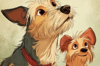 draw a cute cartoon portrait of your pet dog