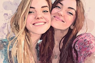draw friendship portrait and family portrait