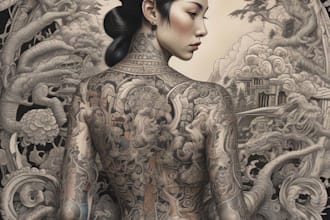 design professional japanese, asian style tattoo design