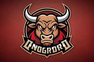 design outstanding angry bull head mascot logo