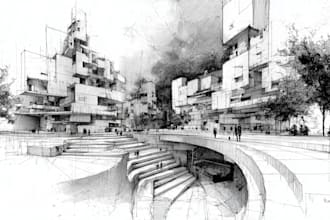 hand draw architecture and urban design sketches