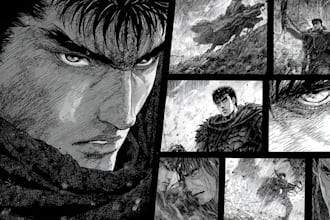 draw manga page custom dark berserk style art