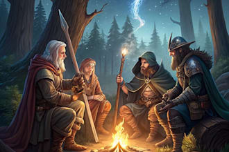 design an your dnd group party illustration