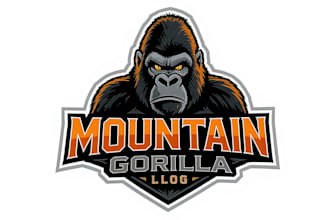 design a powerful mountain gorilla logo for your brand