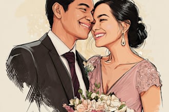 paint a family or couple portrait, handdrawn, noai