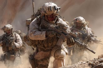 create realistic military, war, or sci fi illustrations