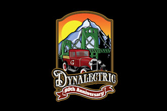 make elegant wonderful logo for truck by bridge and mountain