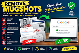 remove mugshots delete negative articles bad google map listing news cases links