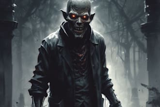draw horror or fantasy concept art illustration