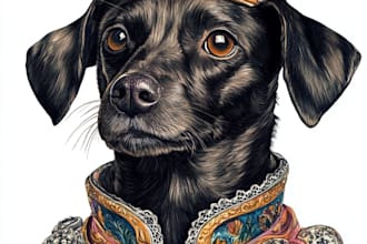 draw a cute cartoon portrait of your pet dog