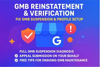 do gmb reinstatement verification, fix gmb suspension, setup