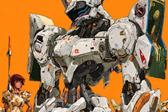design robots and concept art of futuristic mecha