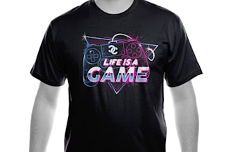 design a retro vintage 90s neon game logo with synthwave style