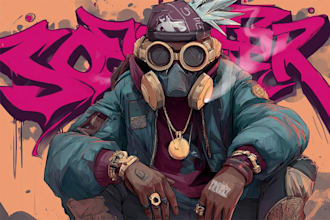 design a badass character illustration graffiti style