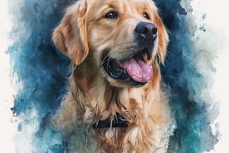 draw watercolor pet portrait