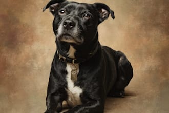 draw pet portrait into cartoon vector