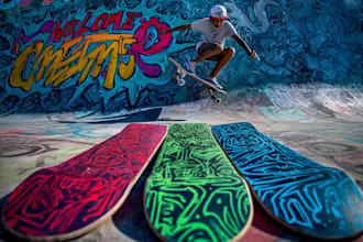 do a custom graffiti style design for your skateboard deck