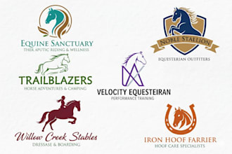 design a unique horse equine equestrian farm animal dog logo