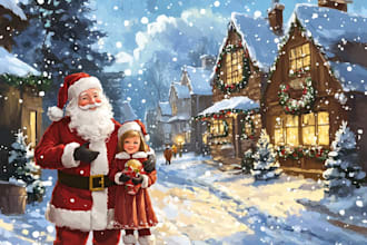 draw unique christmas illustration